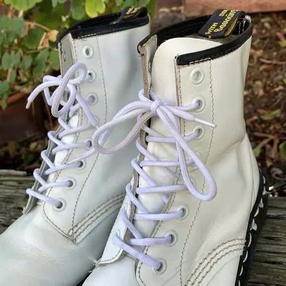 Vintage Dr Martens 1460 MIE England White Combat Boots Women's 7 US / 5 UK - Picture 6 of 16